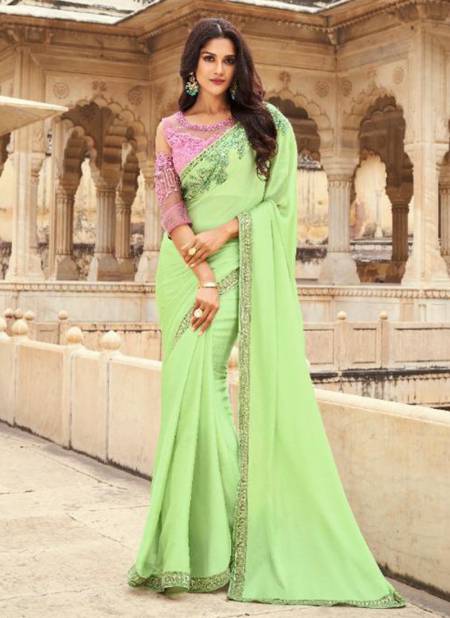 Pista Green Colour TFH SANDAL WOOD 8th EDITION Latest Stylish Fancy Party Wear Mix Silk Heavy Designer Saree Collection SW-815